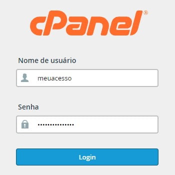 Tela de login do painel cPanel